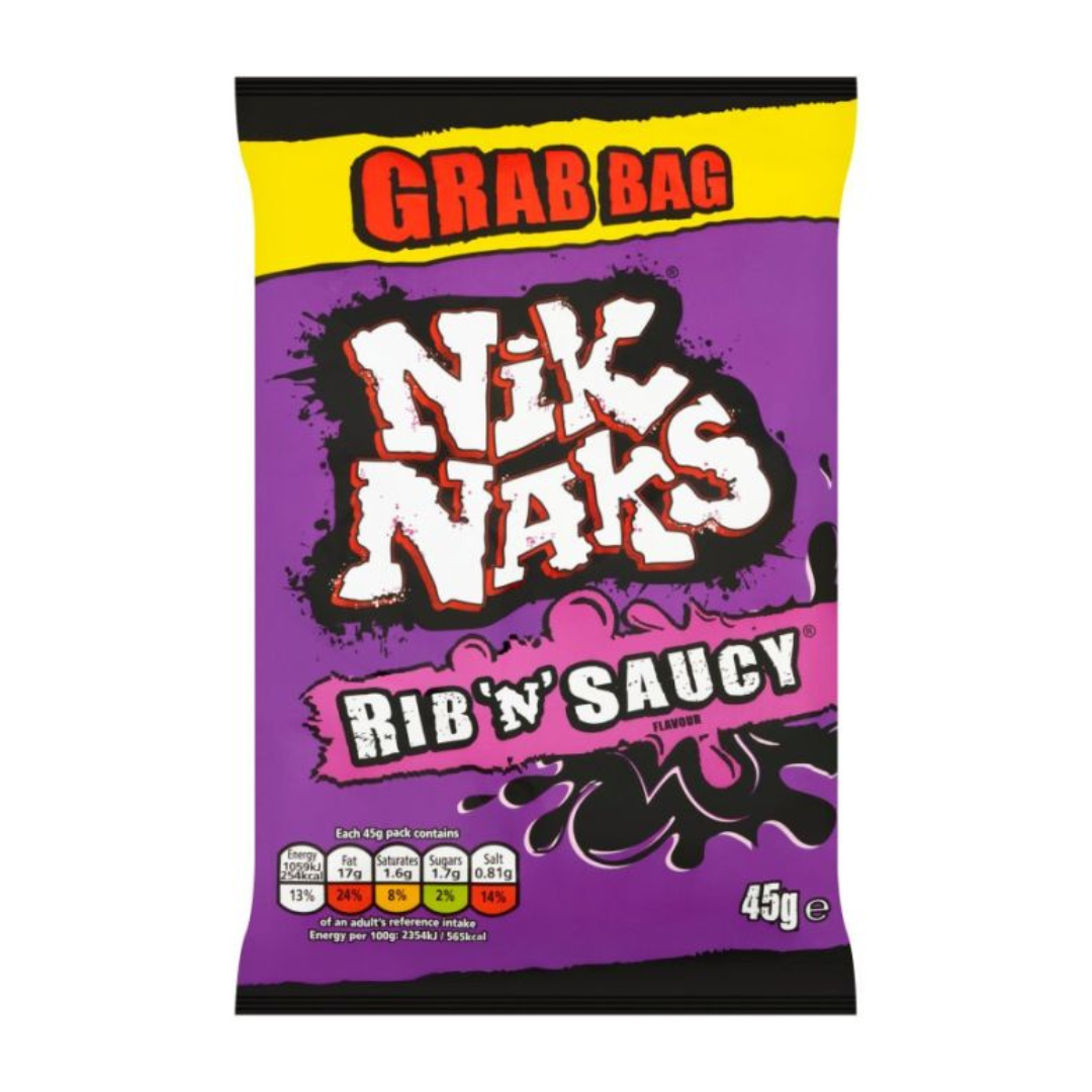 Nik Naks Rib N Saucy Grab Bag Crisps 45g