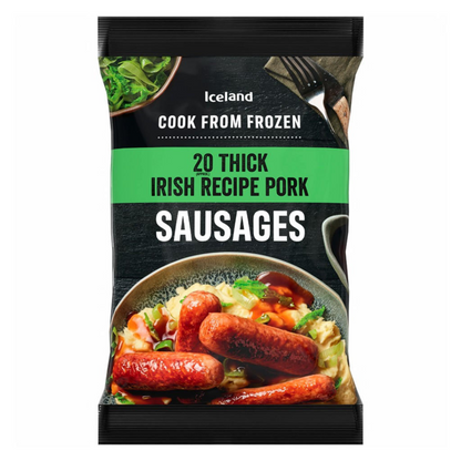 [Best Before 28-Nov-2024 ] Iceland 20 Pack Irish Recipe Pork Sausages 1Kg ไอซ์แลนด์ ไส้กรอกหมูสูตรไอริช 20 แพ็ค 1 กิโลกรัม