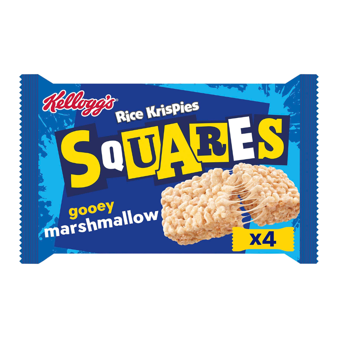 Kelloggs Rice Krispie Squares Gooey Marshmallow 4 x 28g เคลล็อกส์ มาร์ชเมลโล่ ไรซ์ คริสปี้ สแควร์ 4 x 28 กรัม