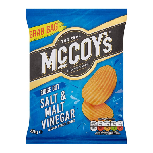 McCoy’s Salt & Malt Vinegar Grab Bag Crisps 45g แม็คคอยส์ซอลท์แอนด์มอลต์วินการ์แกรบแบ็กคริสป์ 45ก