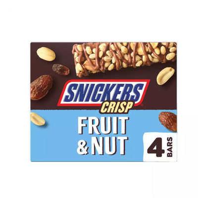 Snickers Crisp Triple Treat Fruit & Nut Multipack Chocolate Bar Snack 128g