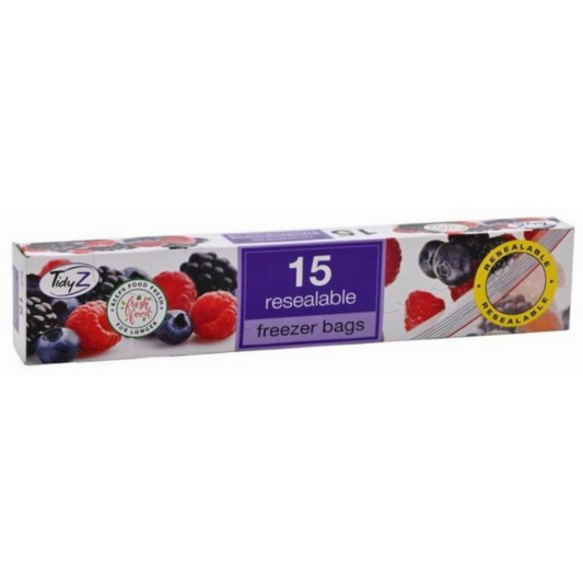 TidyZ Double Zipper Freezer Food Bags 15 Packs