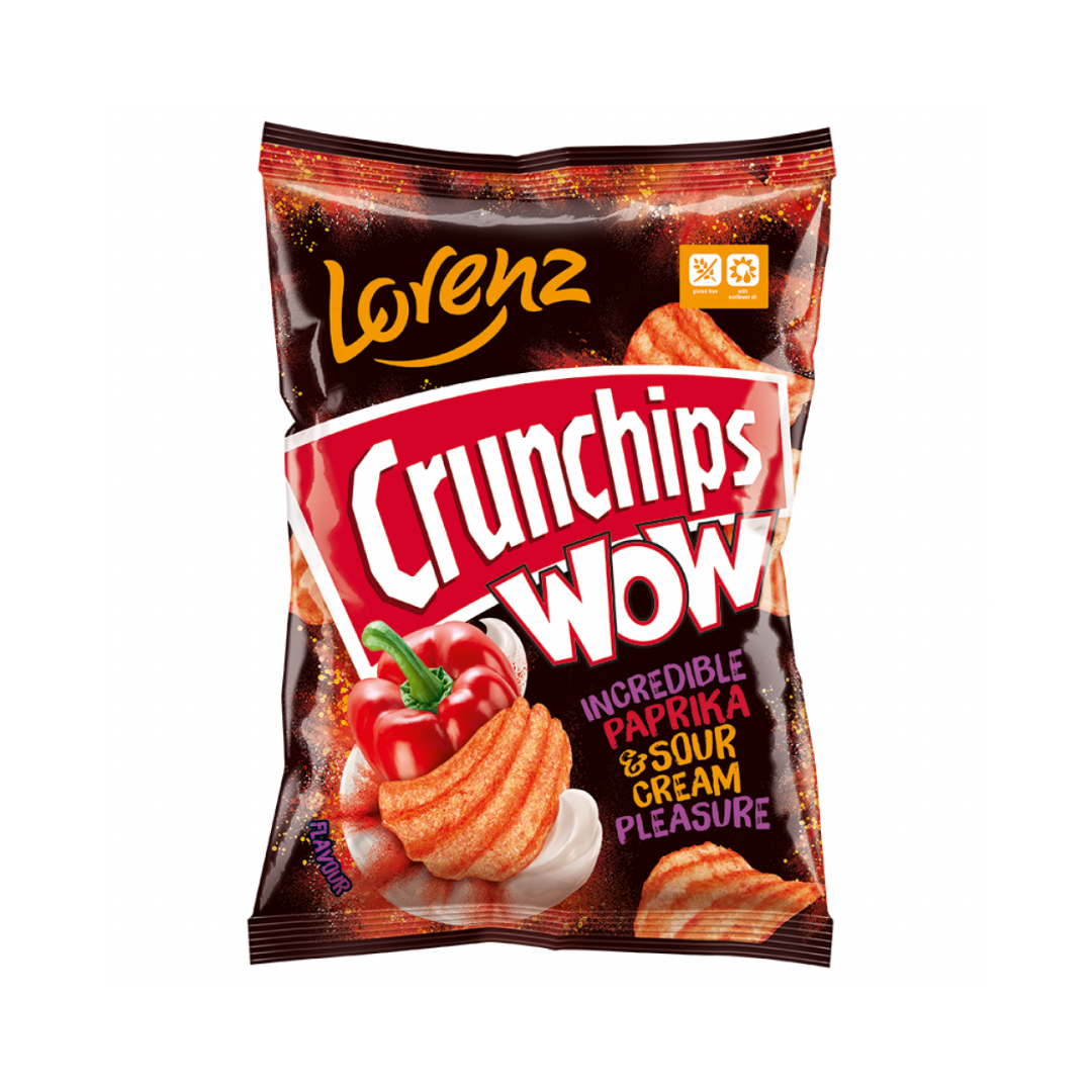 [BestBefore 27Mar2026] Lorenz Crunchips Wow Crinkle Cut Paprika & Sour Cream Crisps 80g
