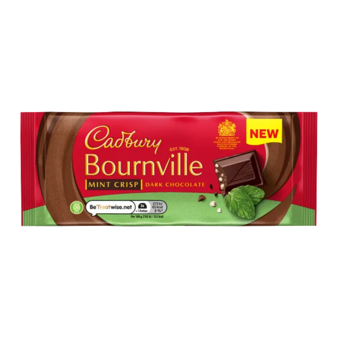 Cadbury Bournville Mint Crisp Dark Chocolate Bar 100g