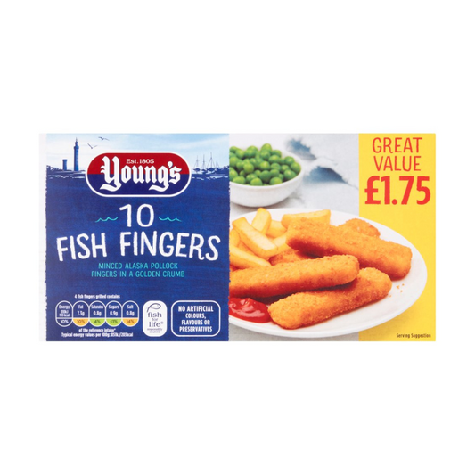 Young's 10 Fish Fingers 250g ยงส์ ปลาฟิงเกอร์ชุบเกล็ดขนมปัง แช่แข็ง 10 ชิ้น 250 กรัม