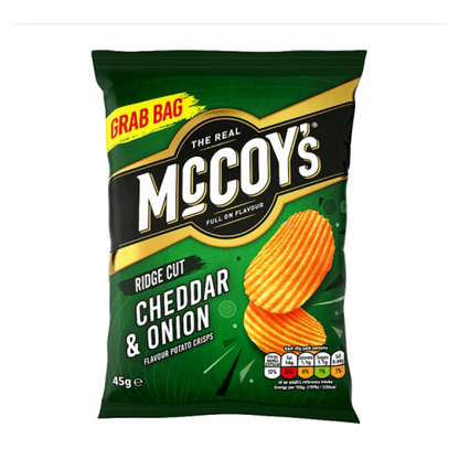 McCoy’s Cheddar & Onion Grab Bag Crisps 45g แม็คคอยส์ เชดดาร์และหัวหอม แกร็บแบ็ก คริสป์ 45 กรัม