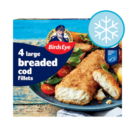 Birds Eye 4 Large Breaded Cod Fillets 440g