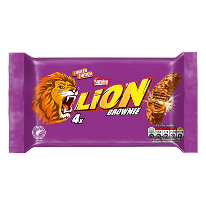 Lion Limited Edition Brownie 4 x 30g (120g) ไลอ้อน เวเฟอร์กรุบกรอบ คาราเมลหนึบ และซีเรียลกรุบกรอบ ห่อด้วยช็อกโกแลตรสบราวนี่เข้มข้น รุ่นลิมิเต็ด เอดิชั่น บราวนี่ 4 x 30g (120g)