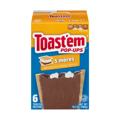 Toast'em POP-UPS Frosted S'mores Toaster Pastries 6pk 288g โทสต์ เอม ป๊อปอัพ ขนมปังปิ้งเคลือบน้ำตาล สโม่ร์ 6 ชิ้น 288 กรัม