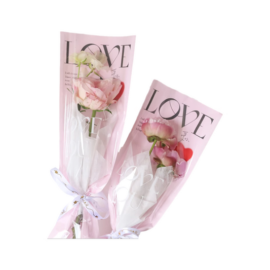 Mixed Color Flower Wrapping Bag For Single Rose Gift Bag 10 pcs ( NO ROSE )