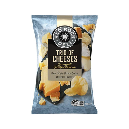 Red Rock Deli Trio Of Cheese Potato Chips 165g