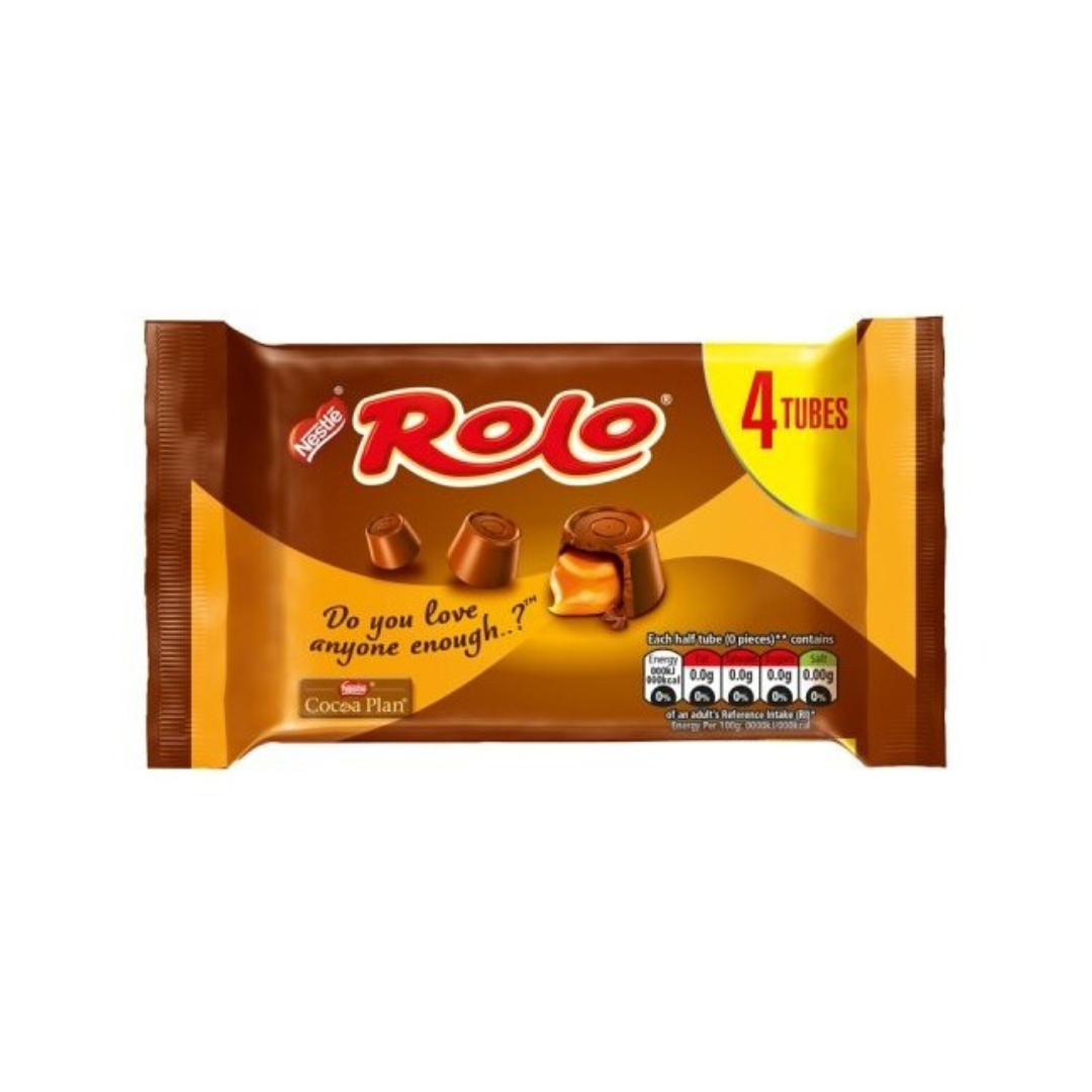 Nestle Rolo 4Tubes 166.4g เนสท์เล่ โรโลช็อกโกแลตสอดไส้คาราเมล 4แท่ง 166.4กรัม