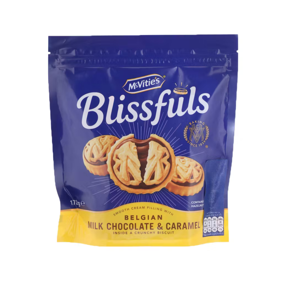 McVitie's Blissfuls Belgian Milk Chocolate & Caramel Biscuits 172g