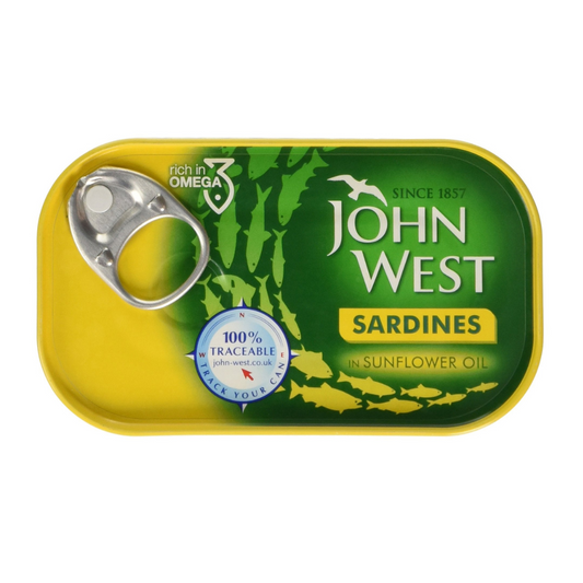 John West Sardines in Sunflower Oil 120g จอห์น เวสท์ ปลาซาร์ดีน ในน้ำมันดอกทานตะวัน 120 กรัม