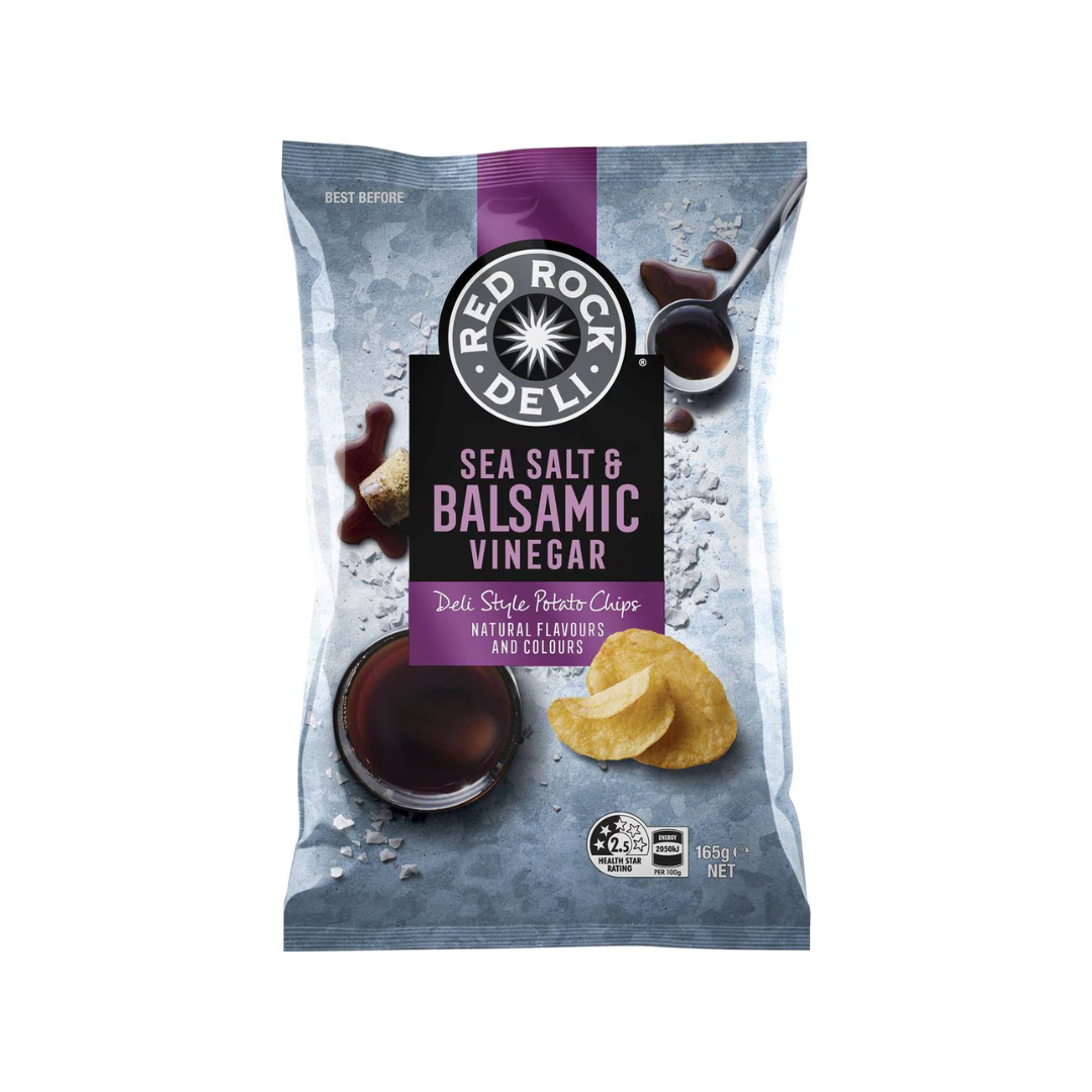 Red Rock Deli Sea Salt & Balsamic Vinegar Potato Chips 165g
