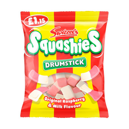 Swizzels Drumstick Squashies Original Raspberry & Milk Flavour 120g สวิสเซอร์แลนด์ หมากฝรั่งรสราสเบอร์รี่ และ นม  120 กรัม