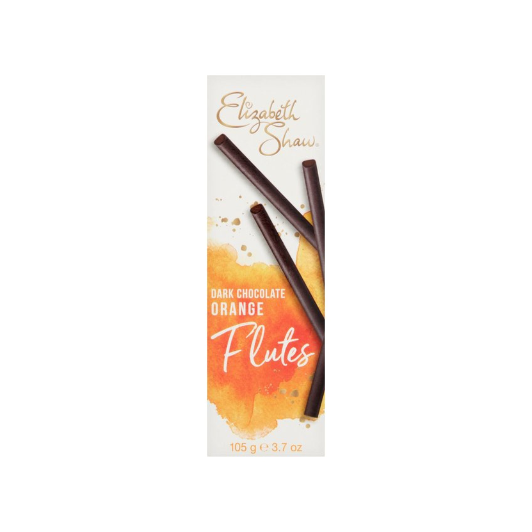 Elizabeth Shaw Chocolate Orange Flutes 105g เอลิซาเบธ ชอว์ ช็อกโกแลต ฟลุต รสส้ม 105 กรัม