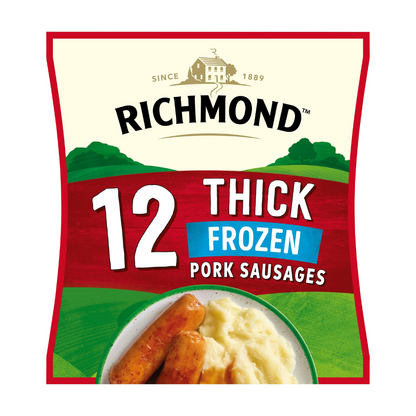 Richmond 12 Frozen Thick Pork Sausages 516G ริชมอนด์ 12 ไส้กรอกหมูหนา แช่แข็ง 516 กรัม