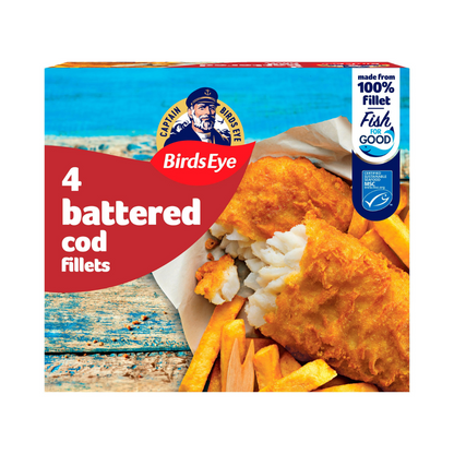 [Best Before 30-Jan-2025] Birds Eye 4 Pack Battered Cod Fillets 400g