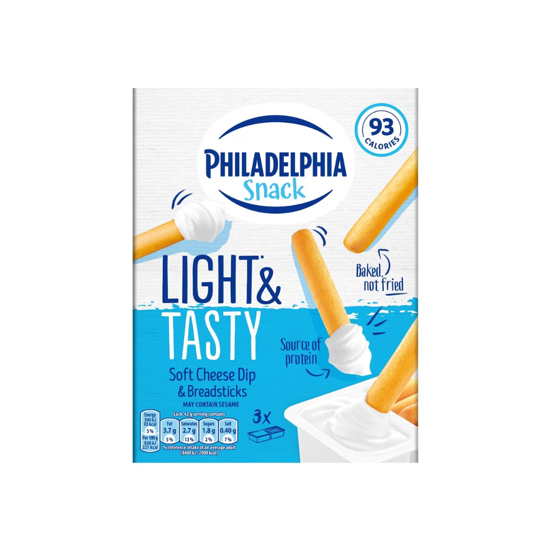 Philadelphia Light Low Fat Soft Cream Cheese Snacks 3 Pack 126G ฟิลาเดลเฟีย ไลท์ ขนมซอฟท์ ครีมชีส ไขมันต่ำ 3 แพ็ค 126 กรัม