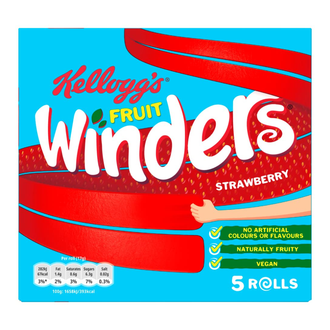 [BestBefore-27-Mar-2025] Kelloggs Strawberry Fruit Winders 5 x 17g เคลล็อกส์ สตรอว์เบอร์รี่ ฟรุต วินเดอร์ส 5 x 17g