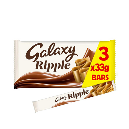 Galaxy Ripple Chocolate Bars Multipack [3x33g] 99g กาแล็กซี่ ริปเปิล ช็อกโกแลตแท่ง มัลติแพ็ค [3x33g] 99