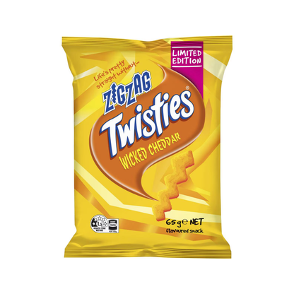 Twisties Zig Zag Wicked Cheddar Puffed Snacks 65g