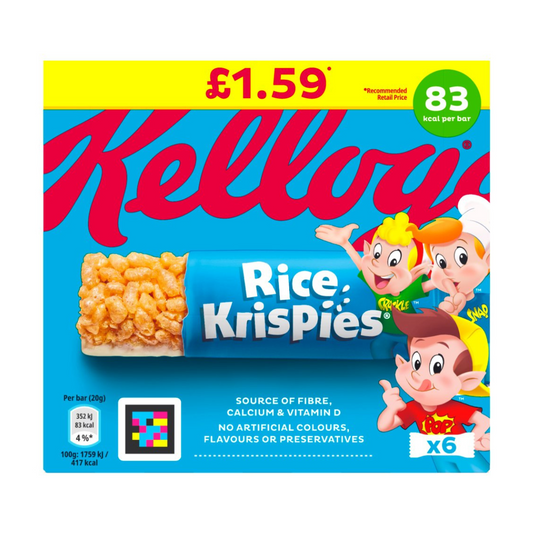 Kellogg's Rice Krispies Snack Bar 6x20g เคลล็อกส์ ไรซ์ คริสปี้ส์ สแน็คบาร์ 6x20 กรัม