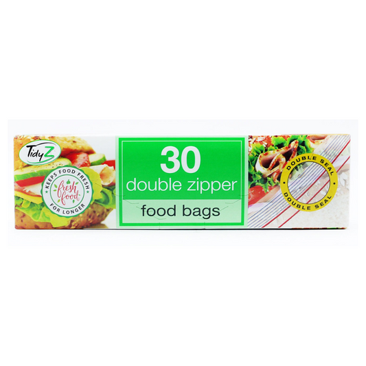 TidyZ Double Zipper Food Bags 30 Packs