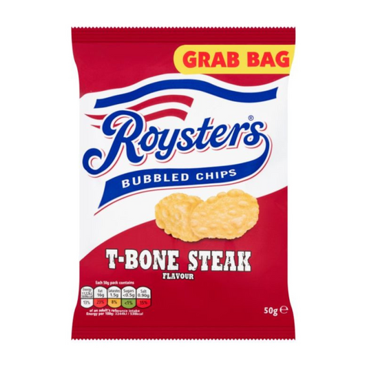 Roysters Bubble Chips T- Bone Steak Flavors 50g รอยสเตอร์ ทีโบนสเต็ก แกร็บแบ็ก คริสป์ 50กรัม