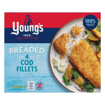 Young's 4 Breaded Cod Fillets 400g ยังส์ เนื้อปลาค็อดชุบเกล็ดขนมปัง 4 ชิ้น 400 กรัม