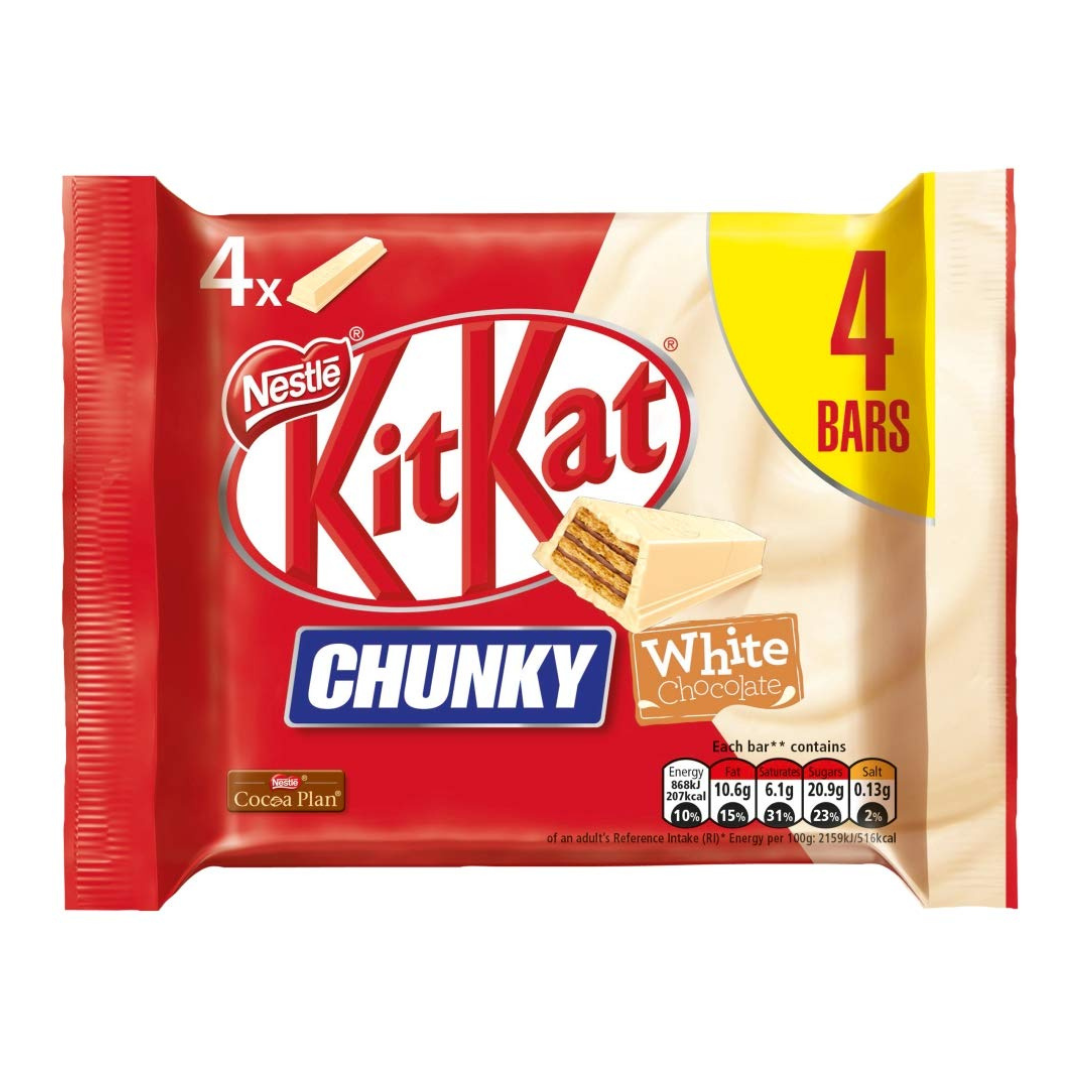 Kit Kat Chunky White Bars  [4 X 40g] 160g คิทแคท เวเฟอร์กรอบ เคลือบไวส์ช๊อคโกแลต [4 X 40กรัม] 160 กรัม