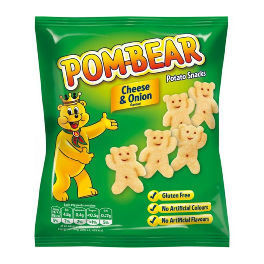 [Best Before 14-Dec-24] Pom-Bear Potato Snacks Cheese & Onion Crisps 19g ปอมแบร์ ชีสแอนด์ออเนียนคริสป์19 กรัม