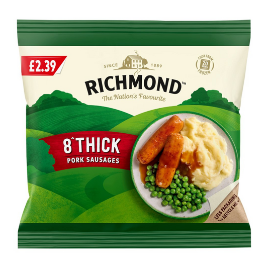 Richmond 8 Thick Pork Sausages 344g ริชมอนด์ 8 ไส้กรอกหมูหนา 344 กรัม