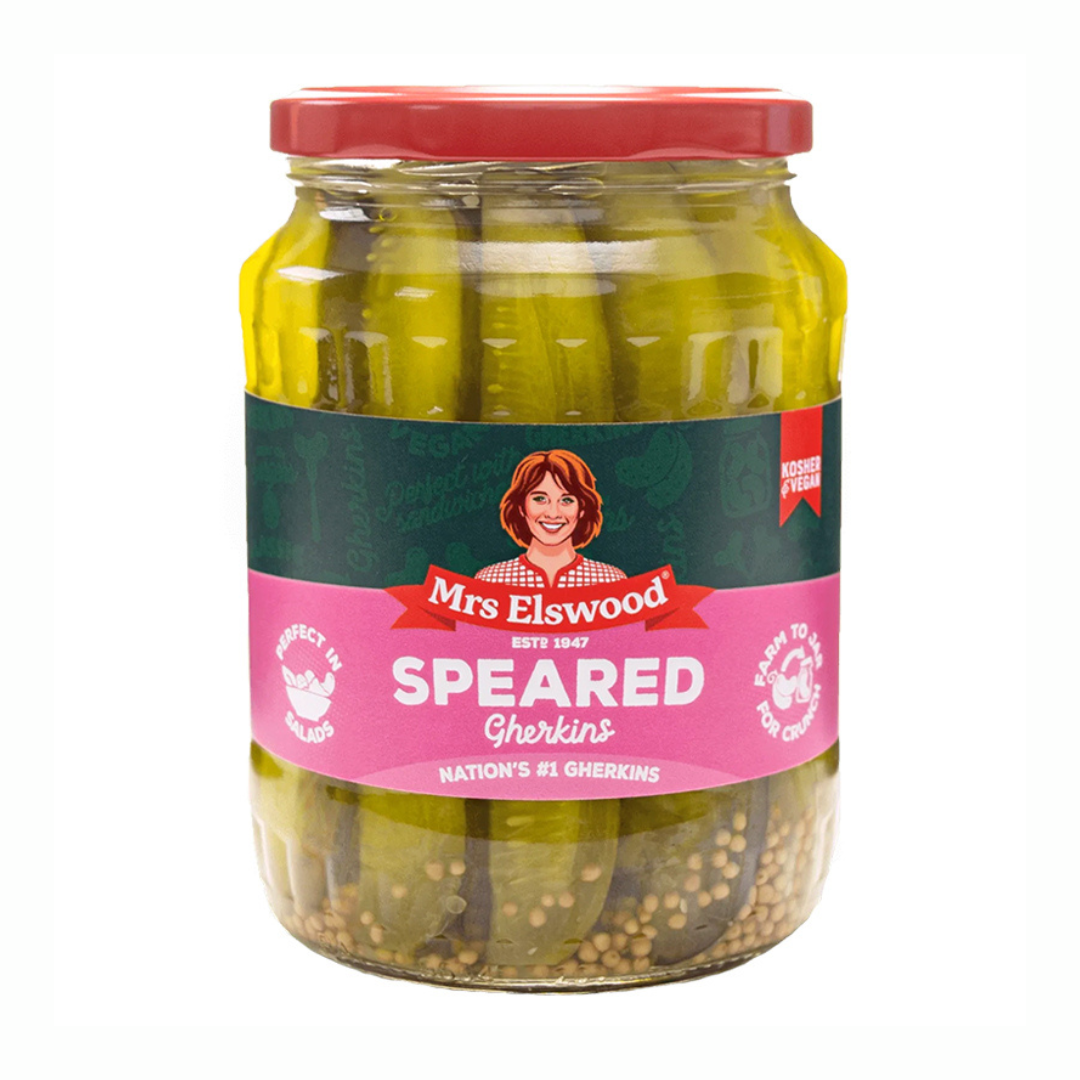 Mrs Elswood Speared Gherkins 670g มิสซิส เอลส์เวลล์ แตงกวาดอง รสหวาน ทรงหอก 670 กรัม