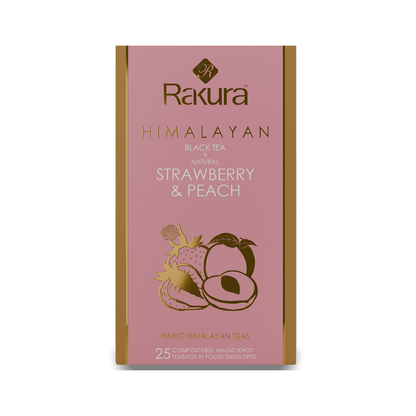 Rakura Himalayan Black Tea with Natural Strawberry & Peach 25 Tea Bags