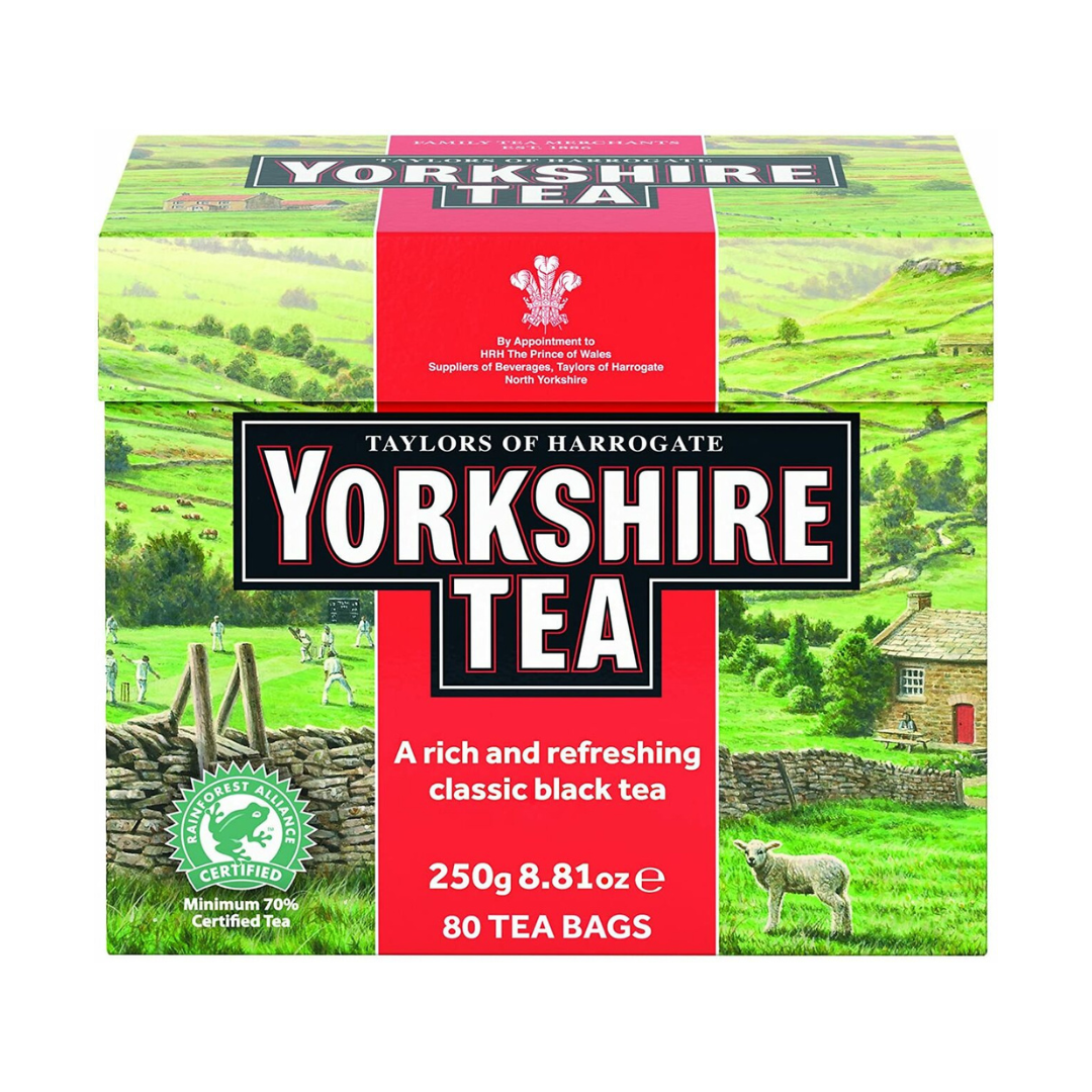 Taylors of Harrogate Yorkshire Tea 80 Tea Bags 250g เทย์เลอร์ ออฟ แฮร์โรเกต ยอร์คเชียร์ 80 ถุง 250 กรัม