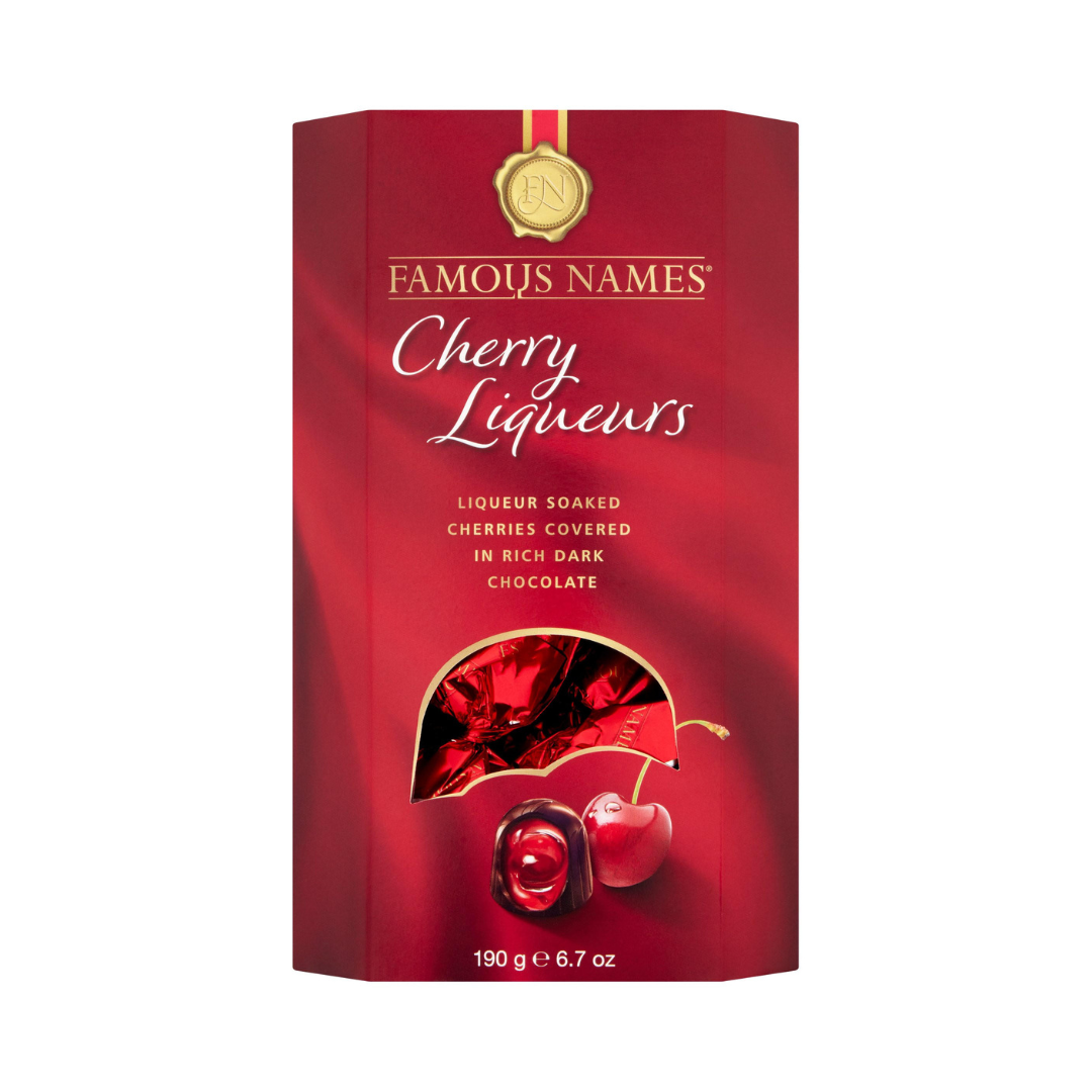 Famous Names Cherry Liqueurs Dark Chocolate 175g