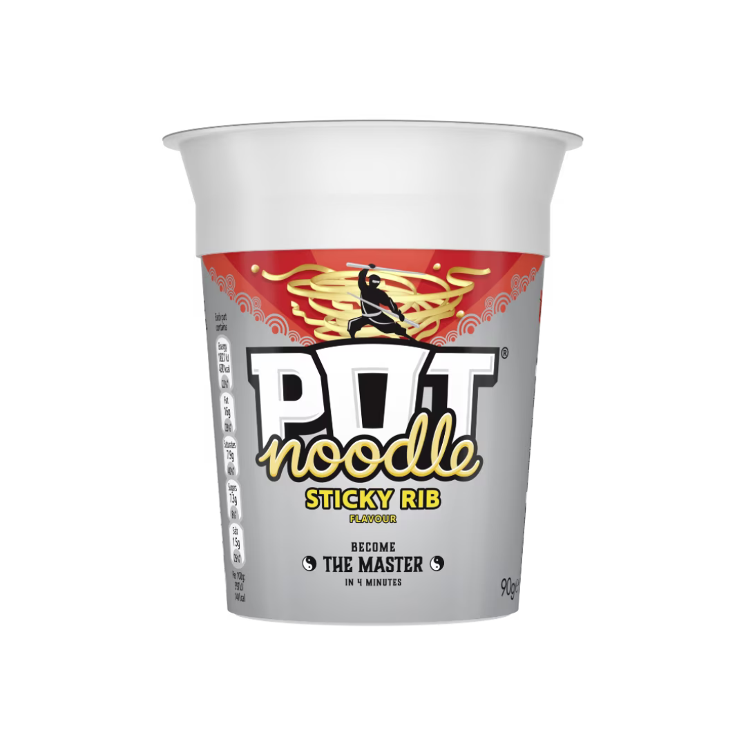 [Best Before 31-Oct-2024] Pot Noodle Standard Pot Noodle Sticky Rib 90g พ็อด นูดเดิ้ล บะหมี่กึ่งสำเร็จรูป รสซี่โครงไก่ แบบถ้วย 90 กรัม