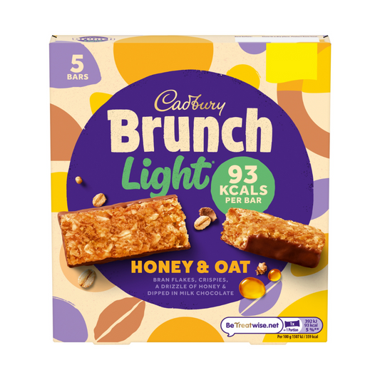 [BestBefore-17Dec2025] Cadbury Brunch Light Honey & Oat Wholegrain Cereal Bars 5 Packs 130g
