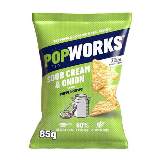 [BestBefore-21Sep2024] Popworks Sour Cream & Onion Popped Crisps 85g ป๊อปเวิร์คซาวครีมและหัวหอมป๊อปคอร์น 85ก