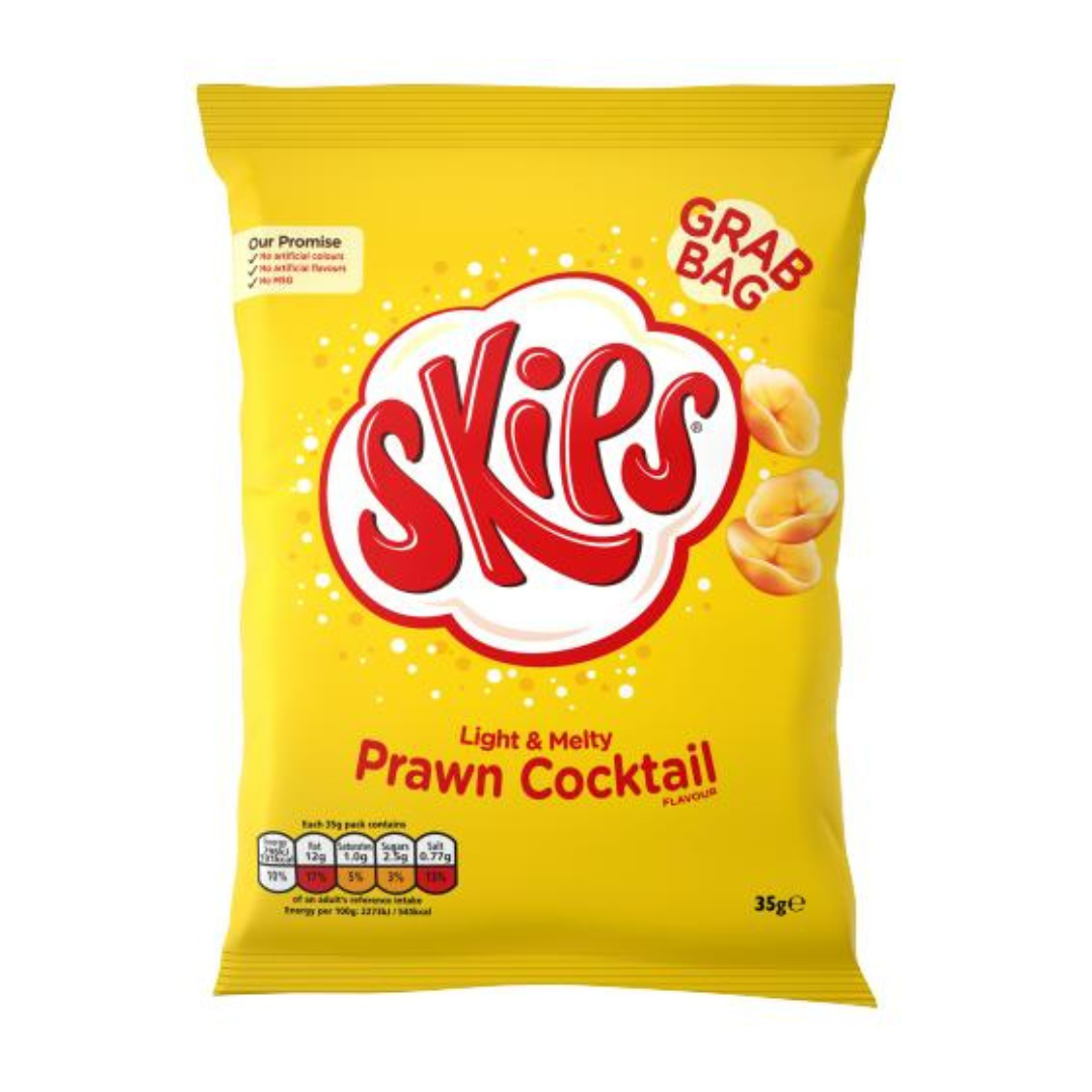 Skips Light & Melty Prawn Cocktail Grab Bag Crisps 35g สคิปส์ กุ้งค็อกเทล แกร็บแบ็ก คริสป์ 35กรัม