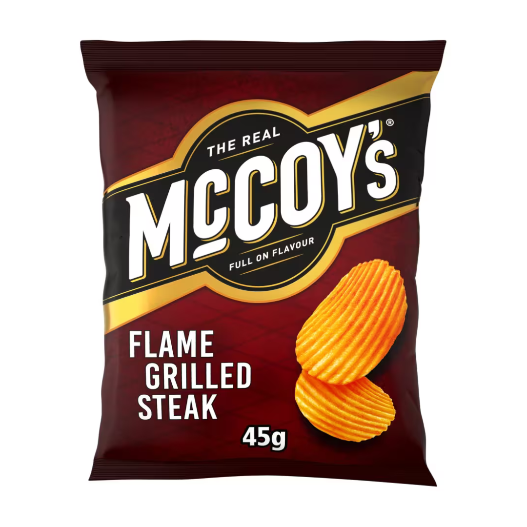 McCoy’s Flame Grilled Steak Grab Bag Crisps 45g แม็คคอยส์ เฟลฟกริล สเต็ก แกร็บแบ็ก คริสป์ส 45 กรัม