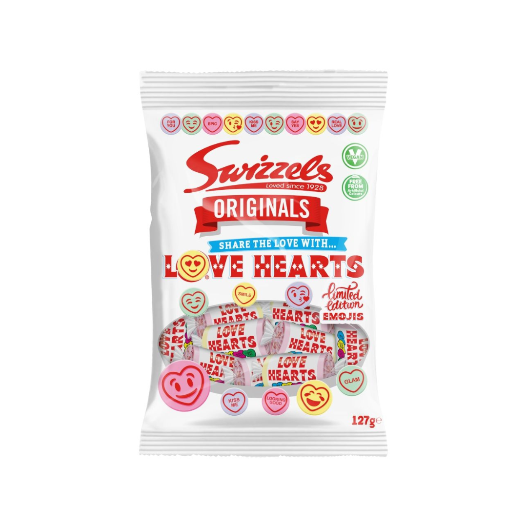 Swizzels Kind Hearts Fruit Flavour Fizzy Sweets 127g สวิซเซิล ลูกอมรสผลไม้ 127กรัม