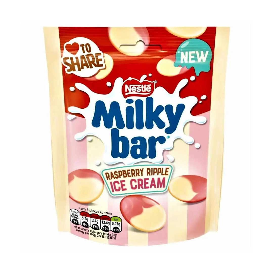 Milkybar Raspberry Ripple Ice Cream Flavour White Chocolate  86g มิลกี้บาร์ รสราสเบอร์รี่ริปเปิ้ล ไวท์ช็อกโกแลต 86 กรัม