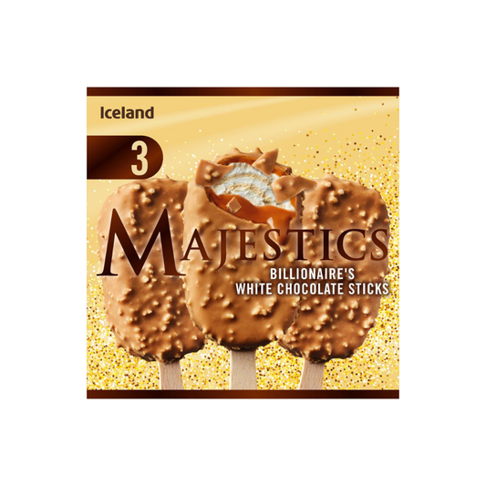 Iceland Majestics White Chocolate Ice Cream Sticks 255g ไอซ์แลนด์ มาเจสติกส์ ไอศกรีมแท่ง รสไวท์ช็อกโกแลต 255 กรัม