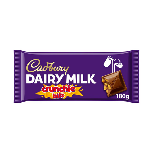 Cadbury Dairy Milk Crunchie Bits Chocolate Bar 180g แคดเบอรี แดรี่ มิลค์ ครั้นชี่ บิตส์ ช็อกโกแลต แท่ง 180 กรัม