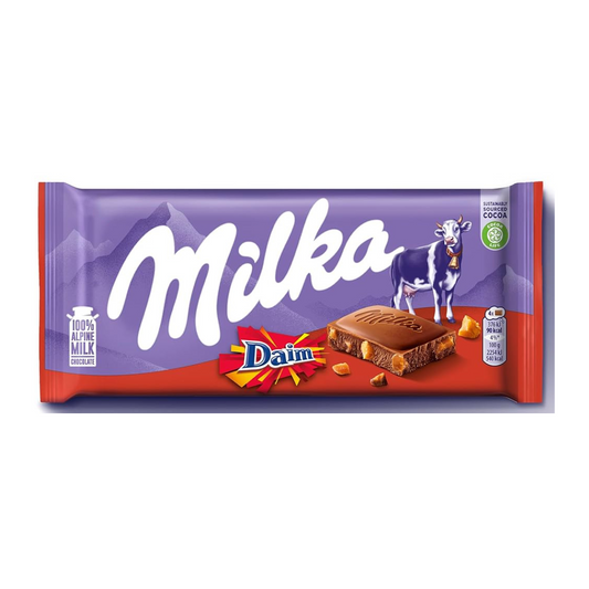 Milka Alpine Daim Milk Chocolate Bar 100g