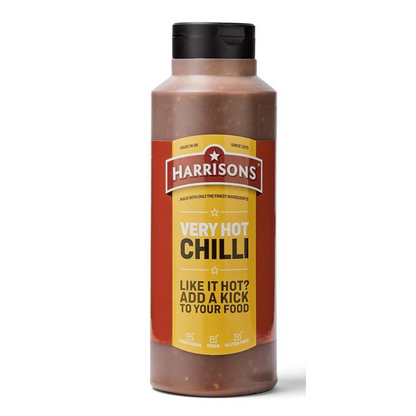 Harrisons Very Hot Chilli Sauce 1L แฮร์ริสัน ซอสพริกเผ็ดมาก แบบขวดบีบ 1 ลิตร