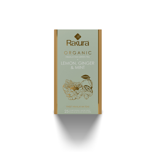 Rakura Organic Himalayan Green Tea wtih Lemon, Ginger & Mint 25 Tea Bags